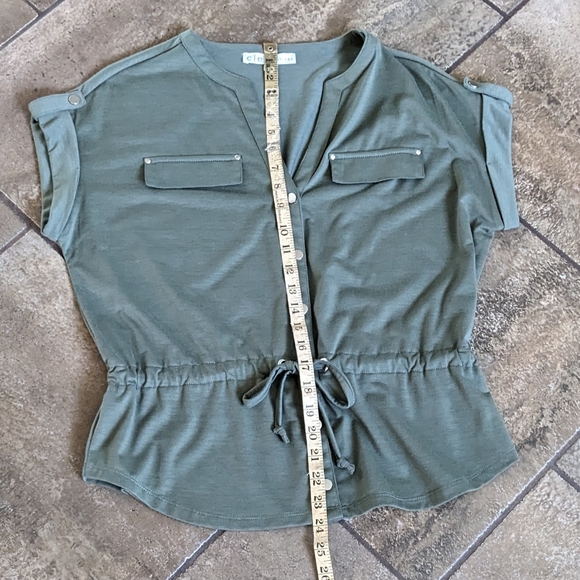 Cleo Petites cargo style drawstring t-shirt top size S Army Green. - Picture 4 of 12